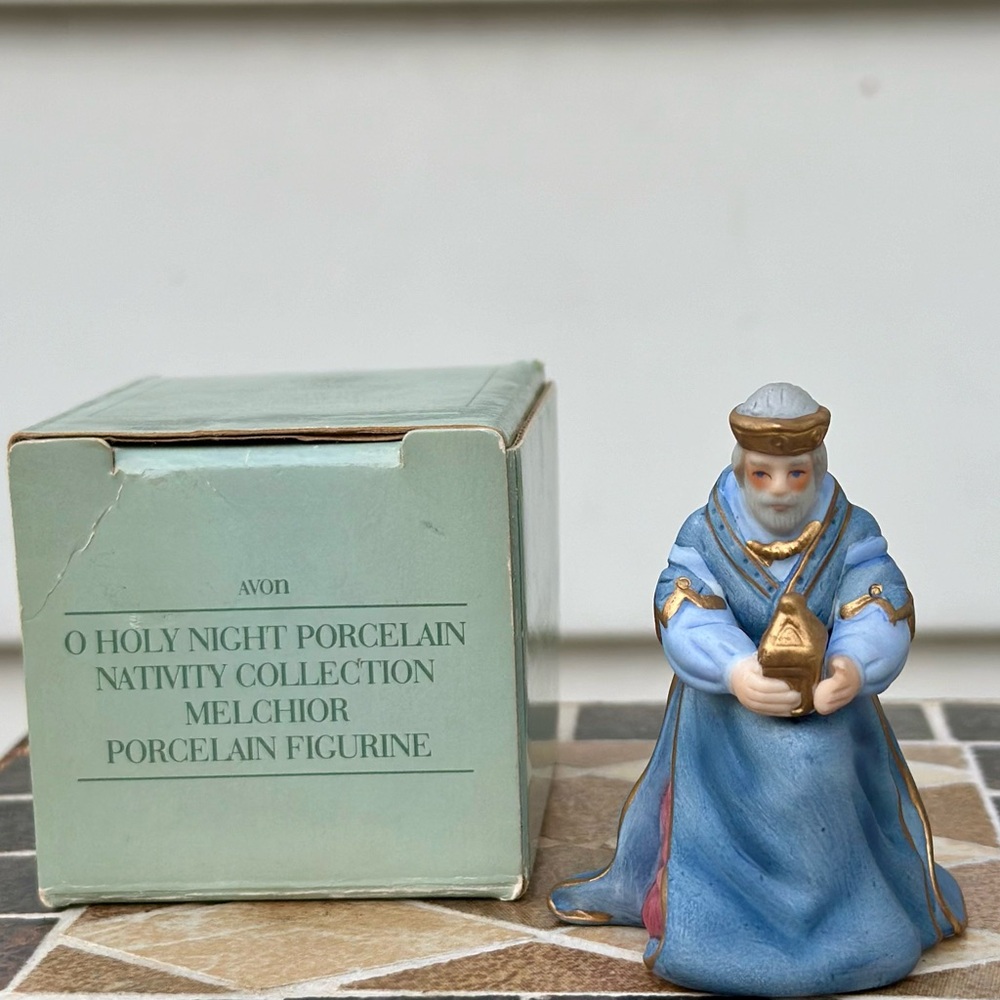 Vintage Avon 1989 O Holy Night Nativity Set - Melchior Christmas Decor - Holiday